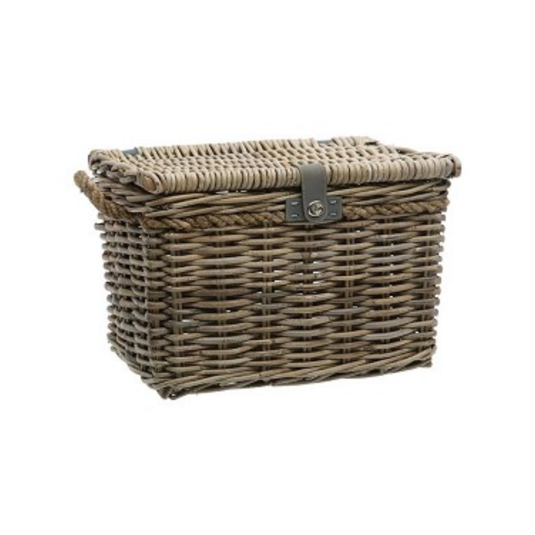 Newlooxs Rattan Fahrradkorb neue Melbourne Groß 45 Liter 45 x 33 x 31 cm Grau