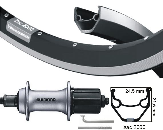 Kgs Hinterrad 26 Zoll (559) ZAC 2000 Schwarz Silber Kassette 8-10 Gänge Ausfallende