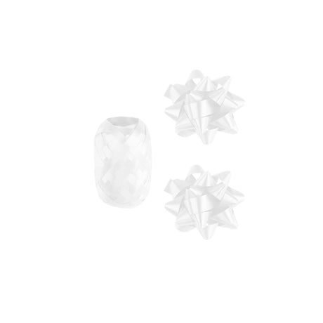 Paperdreams cadeauversieringset - wit 2 strikken met 20 meter krullint