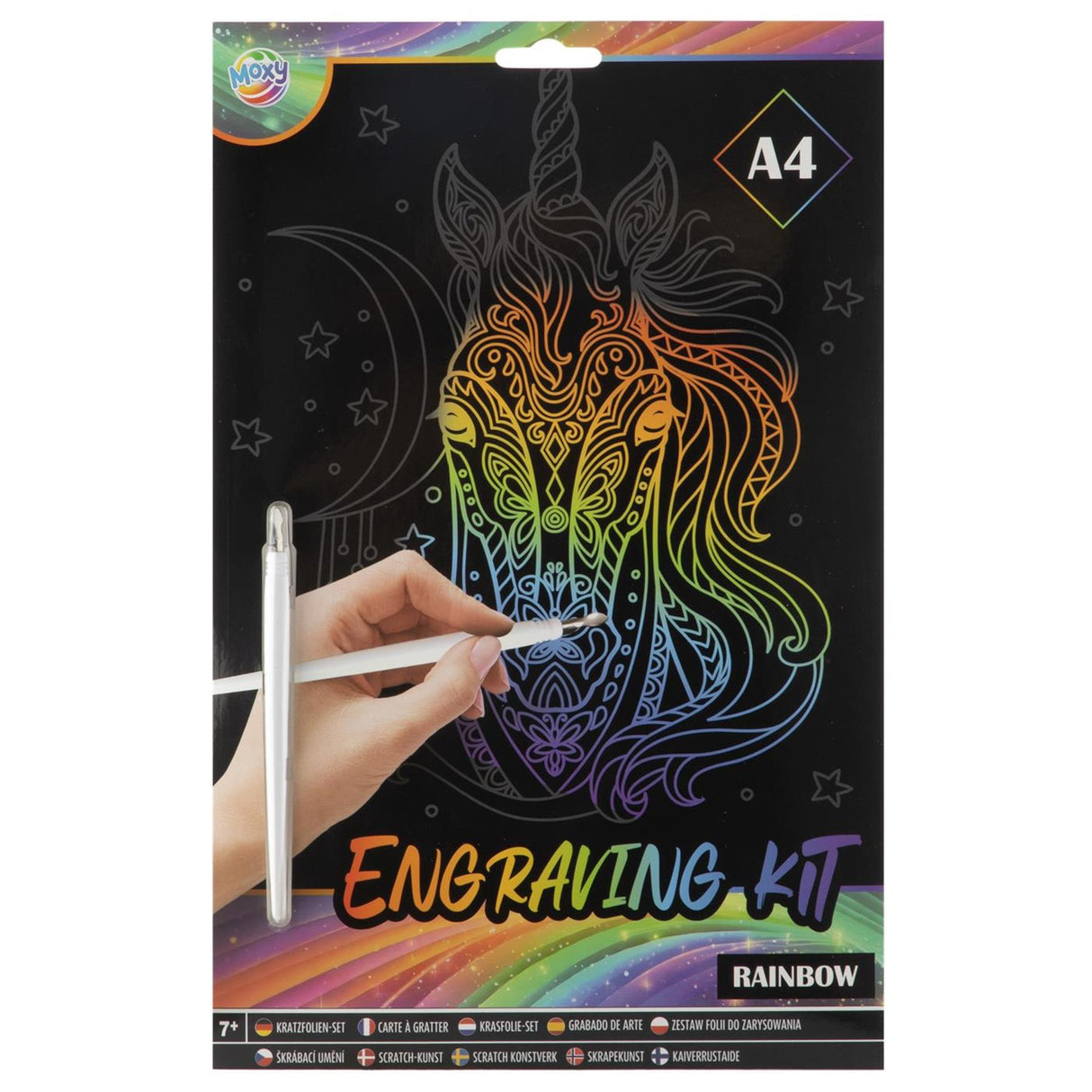 Moxy Kratzkunstset A4 Regenbogen Silber Gold