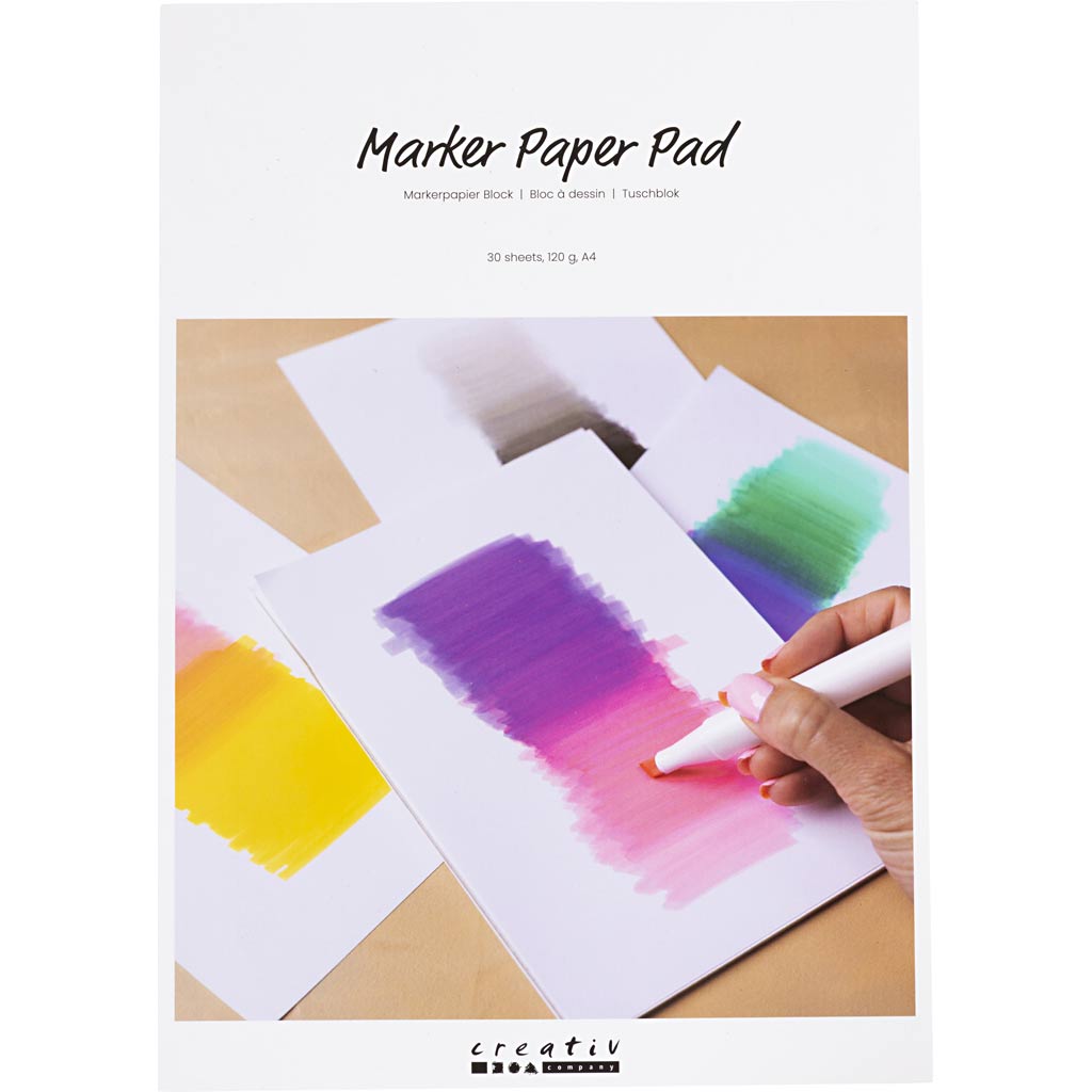 Papierblock für Marker, A4, Blatt 210 x 297 mm, 120 g, weiß, 30 Blatt 1 Karton