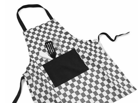 Kitchen tools keukenschort 70x80cm ruit zwart