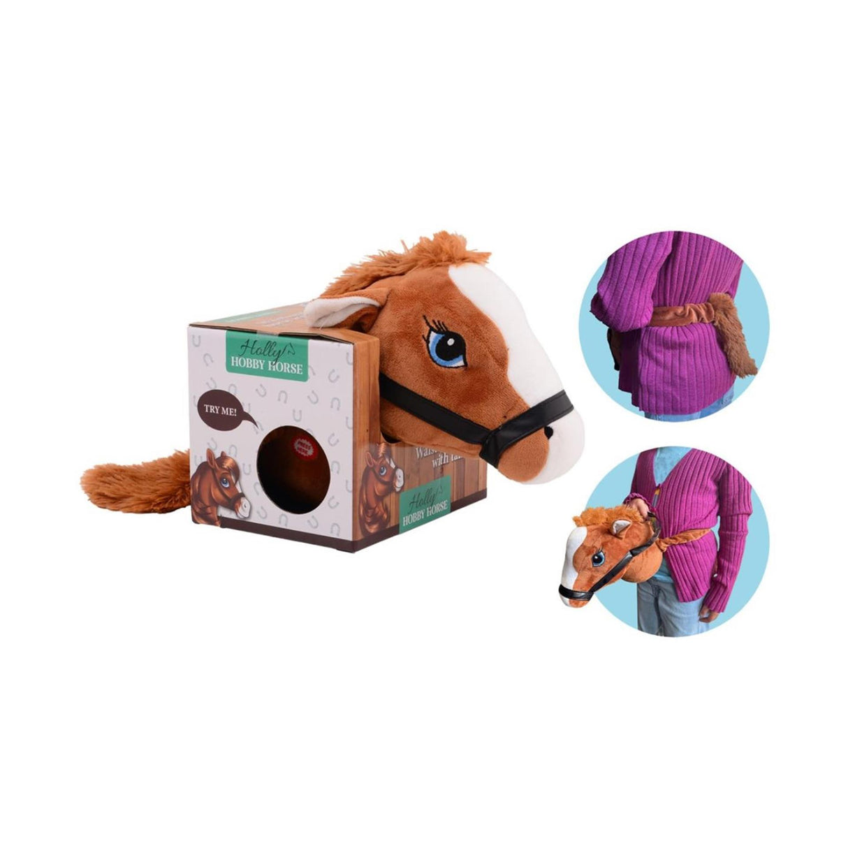 Johntoy Holly Horse Pferdekopf braun mit Gummiband – um die Taille befestigen