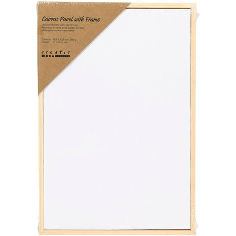 Creativ Company Leinwandpaneel mit Rahmen, Größe 15,8 x 23,8 cm, 280 g, weiß, 1 Stück