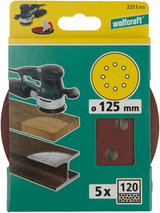Wolfcraft Haftschleifscheiben | k120 | perforiert | ø125mm | 5 Stück - 2251000