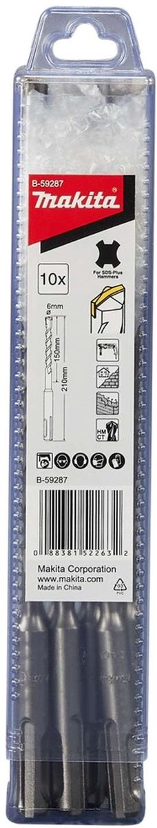 Makita Zubehör - Steinbohrer-Set SDS Plus 6x210 mm, 10-teilig B-59287