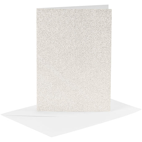 Kreativunternehmen https: www.cchobby.nl Cards-and-envelopes-size-card-10-5x15-cm-size-envelope-11-5x16-5-cm-glitter-120-250-gr-white-4-set-1-box