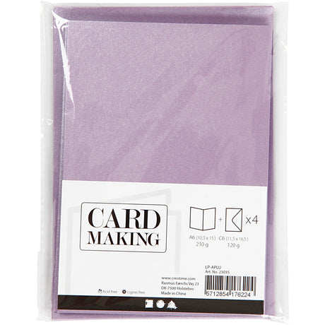 Https: www.cchobby.nl Cards-and-envelopes-card-size-10-5x15-cm-envelope-size-11-5x16-5-cm-mother-of-pearl-120-210-gr-purple-4-set-1-box
