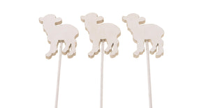 Wooden sheep 10cm o st 9pc white taupe