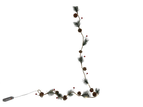Svenska lebende Girlande mit roten Beeren, Kiefernblatt, 20 LEDs, 180 cm