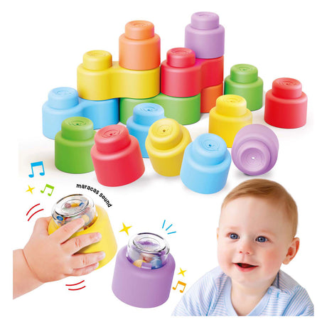 Quercetti Bausteine ​​Babyspielzeug mit Sound – 18 Stück.