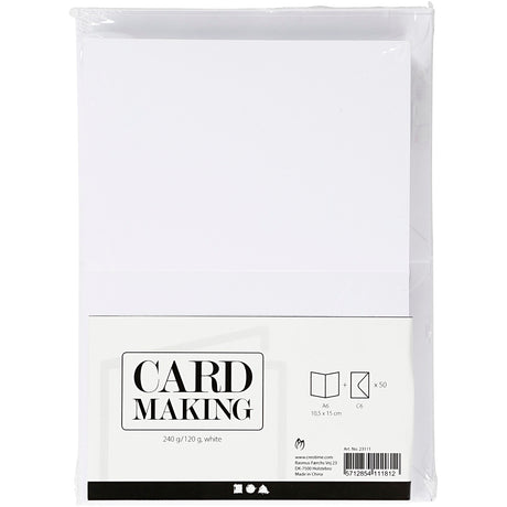 Kreativunternehmen https: www.cchobby.nl Cards-and-envelopes-size-card-10-5x15-cm-size-envelope-11-5x16-5-cm-120-240-wit-50-set-1-box