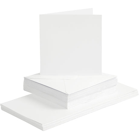 Creativ Firmenkarten und Umschläge, Kartengröße 15x15 cm, Umschlaggröße 16x16 cm, 120+240 gr, weiß, 50er Set 1 Box