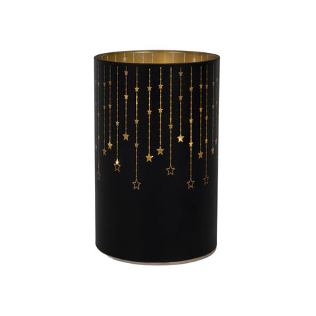 Svenska Wohnzylinder Glas 14cm LED schwarz 3xaa Timer