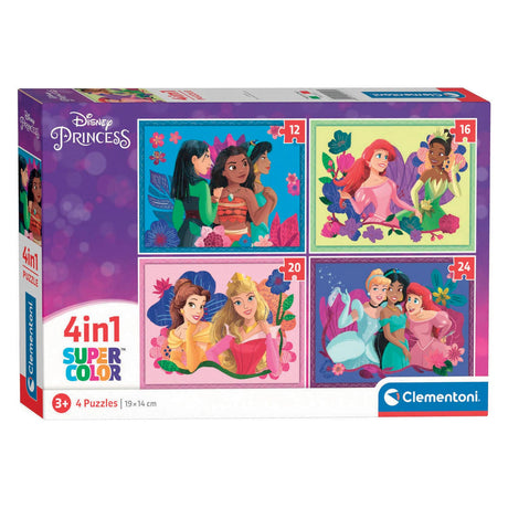 Clementoni – Puzzle – 4 Puzzles in 1 Box – Disney Princess – Puzzle für Kinder – Supercolor