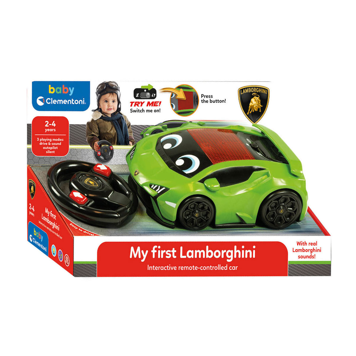 Clementoni Baby – mein erster Lamborghini – ferngesteuerter Rennwagen – elektronisches Lernspielzeug – 2 bis 4 Jahre