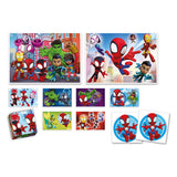 Clementoni – 4-in-1-Spinnen-Spielset – mehrere Spiele – 2 Puzzles – Memory-Spiel – 6 Blöcke – Lernspielzeug – ab 6 Jahren