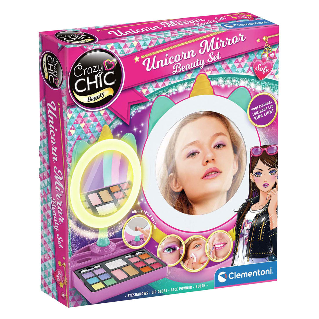 Clementoni Crazy Chic – Einhornspiegel mit LED-Ringlicht