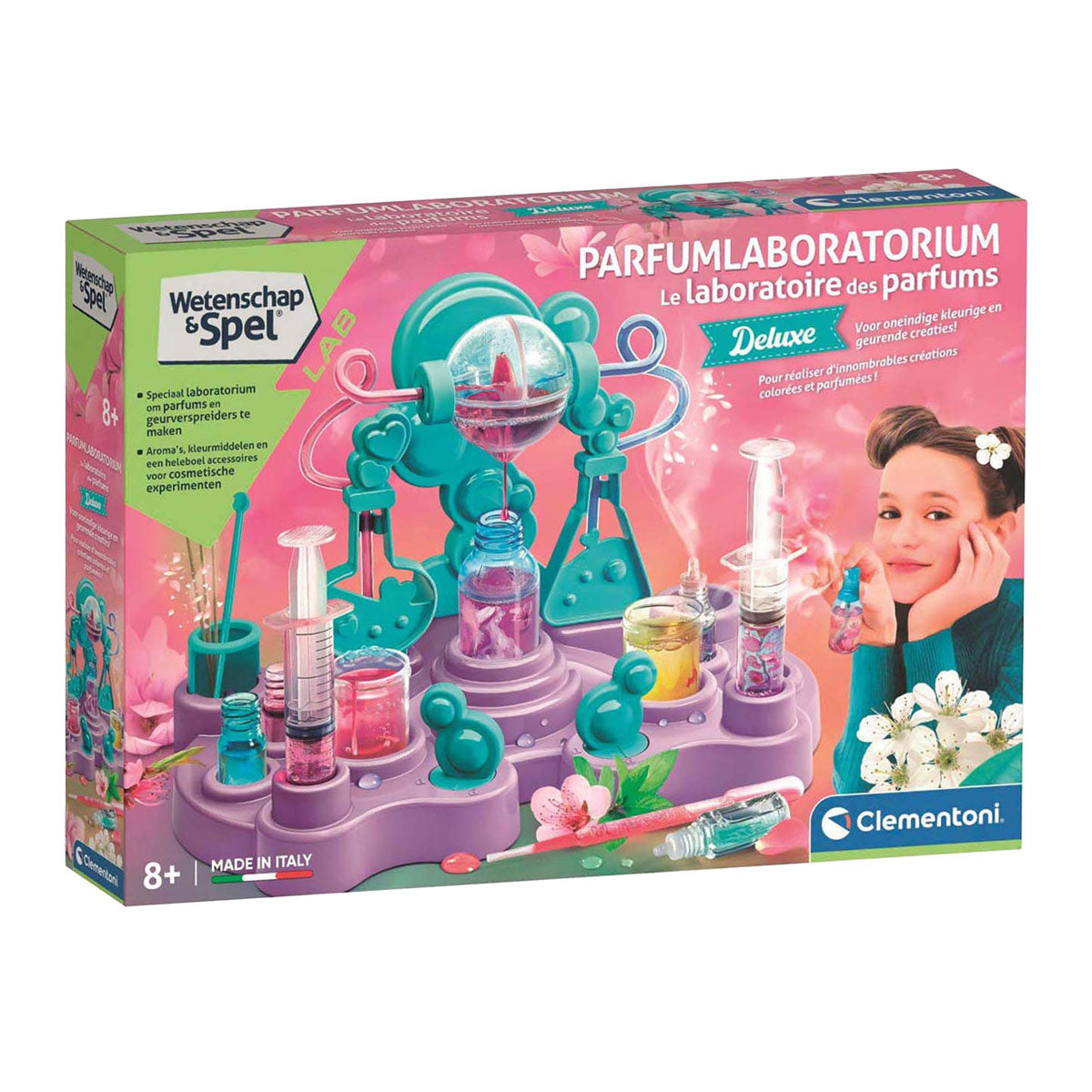 Clementoni Wissenschaft und Spiele – Parfümlabor – Parfümherstellung – Experimentierkasten – Düfte und Farbstoffe – mit Zubehör – ab 8 Jahren