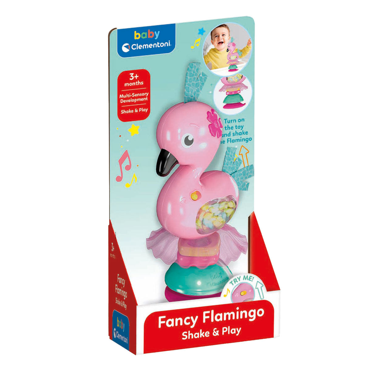 Clementoni Baby-Flamingo-Rassel zum Schütteln und Spielen | 2 Stk