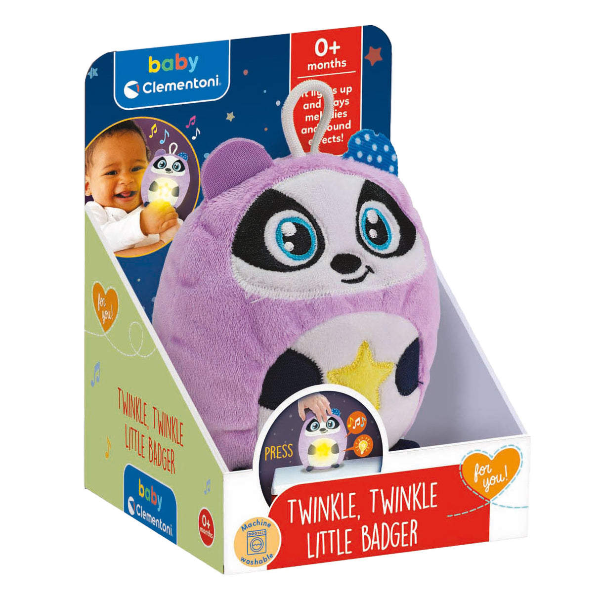 Clementoni Baby Twinkle Twinkle Little Panda lila Kuscheltier-Nachtlampe