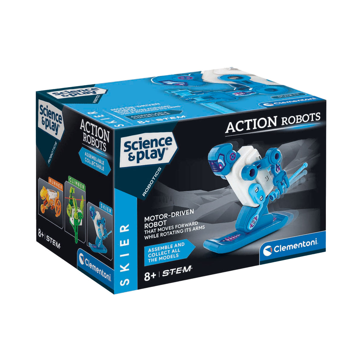 Clementoni Wissenschaftsspiel Actionroboter – Skifahrer