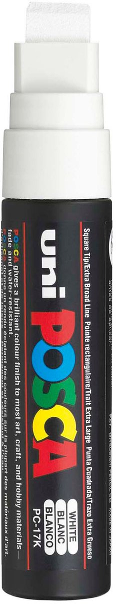 Uni-Posca Posca-Marker, Größe PC-17k, Strichstärke 15 mm, extra breit, weiß, 1 Stück