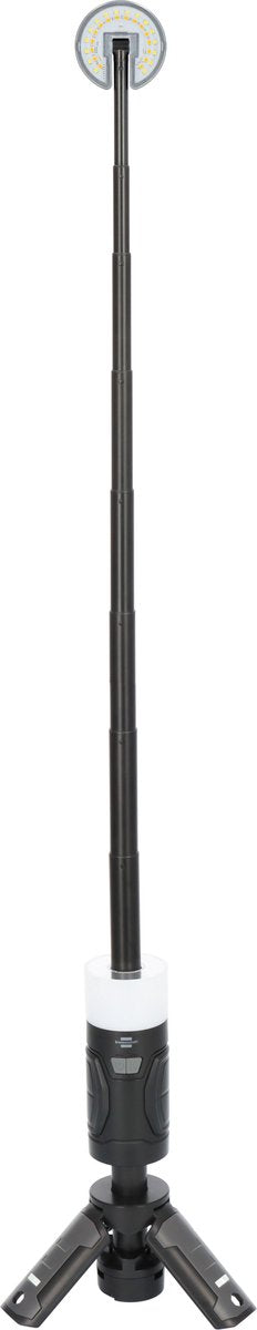 Brennerstuhl wiederaufladbare LED-Außenlampe UL 400 at (Campinglampe mit 400lm, IP44, bis zu 24 Stunden Licht, dimmbar, einstellbare Farbtemperatur, ausziehbar auf 1,03m, 20m Leuchtweite, Powerbank, inkl. USB-C-Ladekabel)