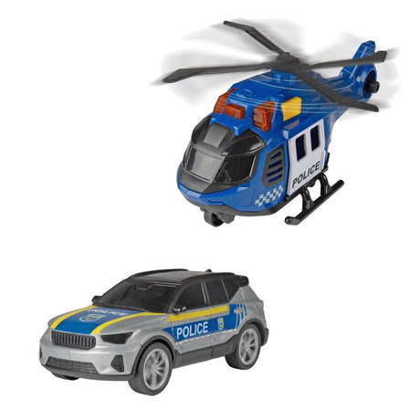 Toi-toys vehicool hulpdienst helikopter 20cm en auto 12cm met licht en geluid