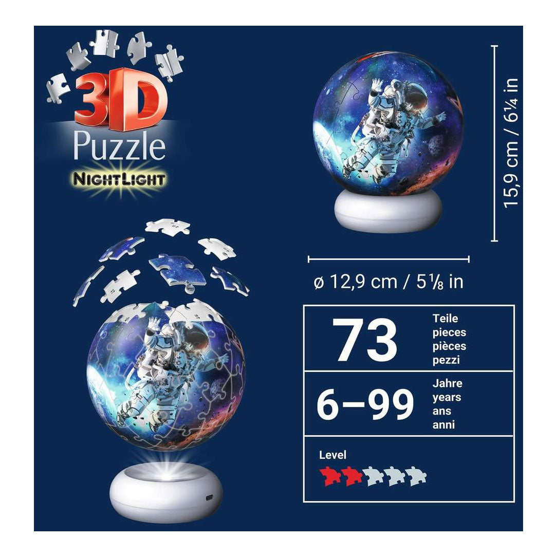 Ravensburger – Astronauten – 3D-Puzzleball-Nachtlicht – 73 Teile
