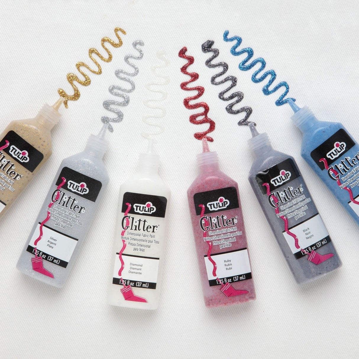 Tulpe • 3D-Textilfarbe 37ml Glitzer 6 Stk.