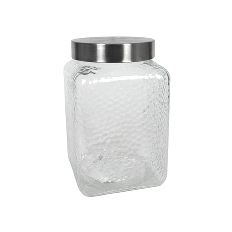 Ty Vorratsdose aus Glas, quadratisch, Fros-Relief, 2450 ml, 12,7 x 12,7 x 20 cm