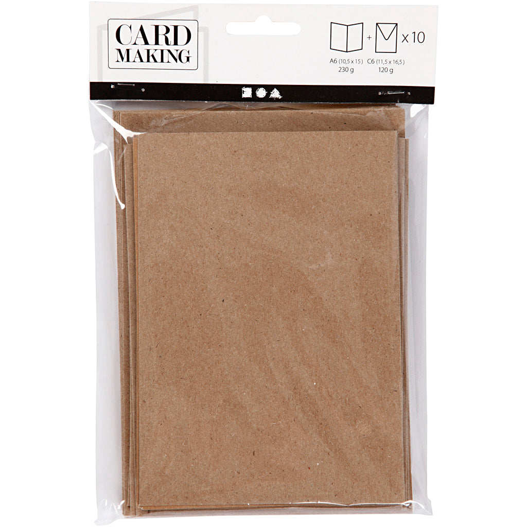 Creativ Firmenkarten und Umschläge, Kartengröße 10,5x15 cm, Umschlaggröße 11,5x16,5 cm, natur, 10er Set 1 Box