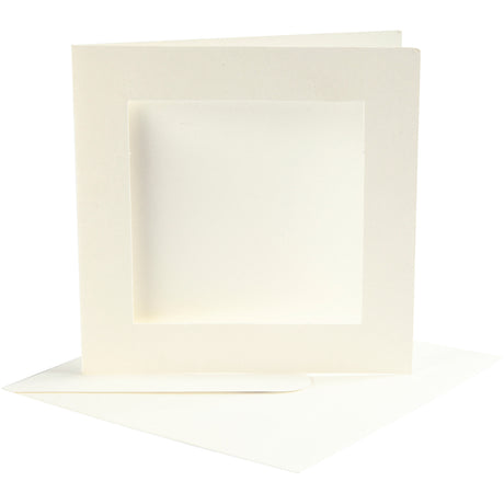 Creativ Company Passepartoutkarten, Kartengröße 12,5 x 12,5 cm, Umschlaggröße 13,5 x 13,5 cm, gebrochenes Weiß, 10er-Set 1 Box
