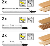 Wolfcraft-Stichsägeblatt-Set | 12-teilig | t-schaft | 1 Satz - 2377000