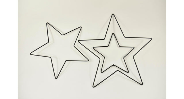 Set 3 sterren metaal zwart 28 38 48cm