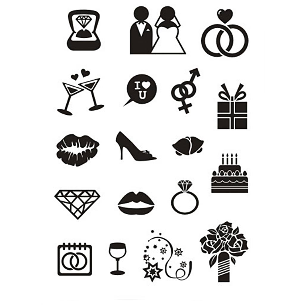 Silikonstempel, Hochzeit, Blatt 11x15,5 cm, 1 Blatt