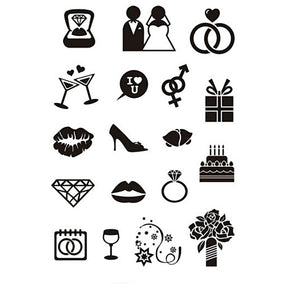 Silikonstempel, Hochzeit, Blatt 11x15,5 cm, 1 Blatt