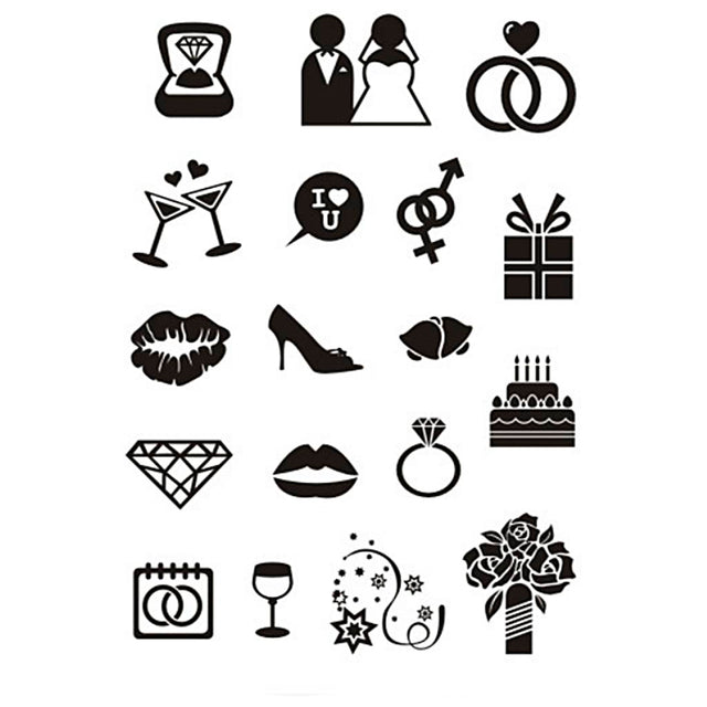Silikonstempel, Hochzeit, Blatt 11x15,5 cm, 1 Blatt