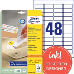 Etiketten avery l4736rev-25 45,7 x 21,2 mm wiederklebend