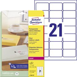 Adressetiketten avery l7560 63,5 x 38,1 mm transparent