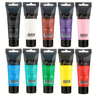 Gouache in Tube 75ml 10 verschiedene Farben sortiert | 24 Stück