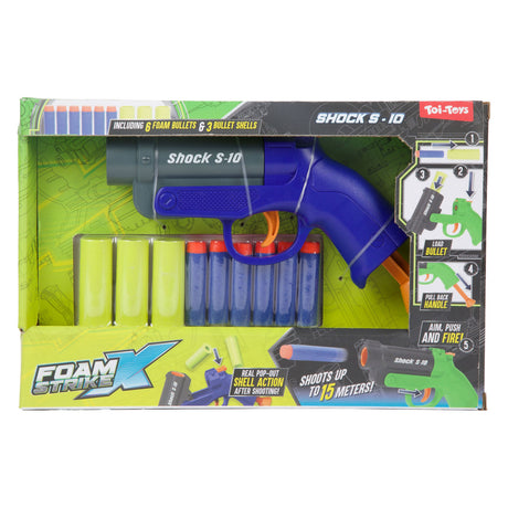 Toi-toys foam strikex pistool -shot s-10- met hulzen 2ass