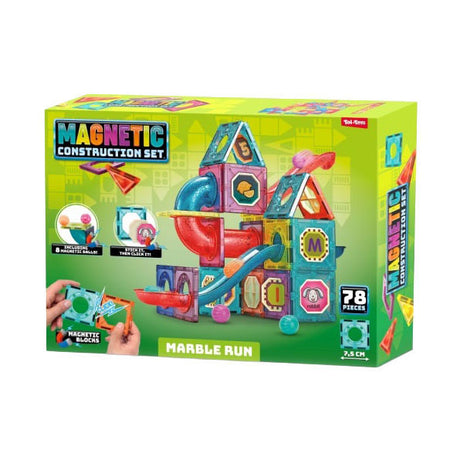 Toi-toys magnetisches Murmelbahn-Bauset buntes Spielzeug 78-teilig.