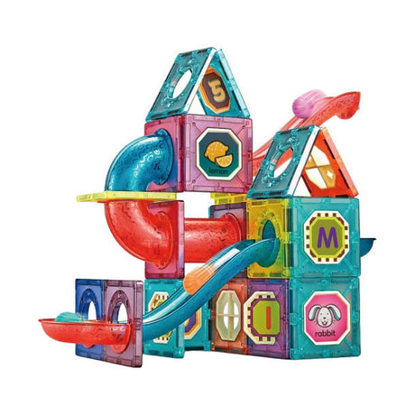 Toi-toys bouwset magneetpanelen knikkerbaan - 78dlg.