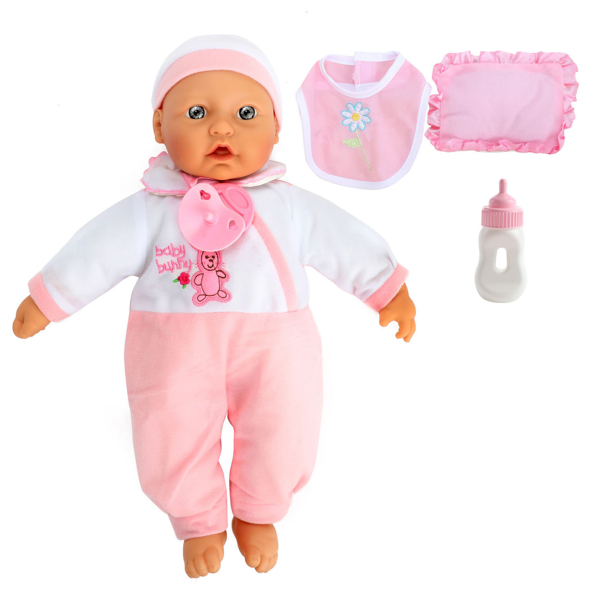 Toi-toys Baby Beau Babypuppe mit Flasche und Lätzchen, 40 cm