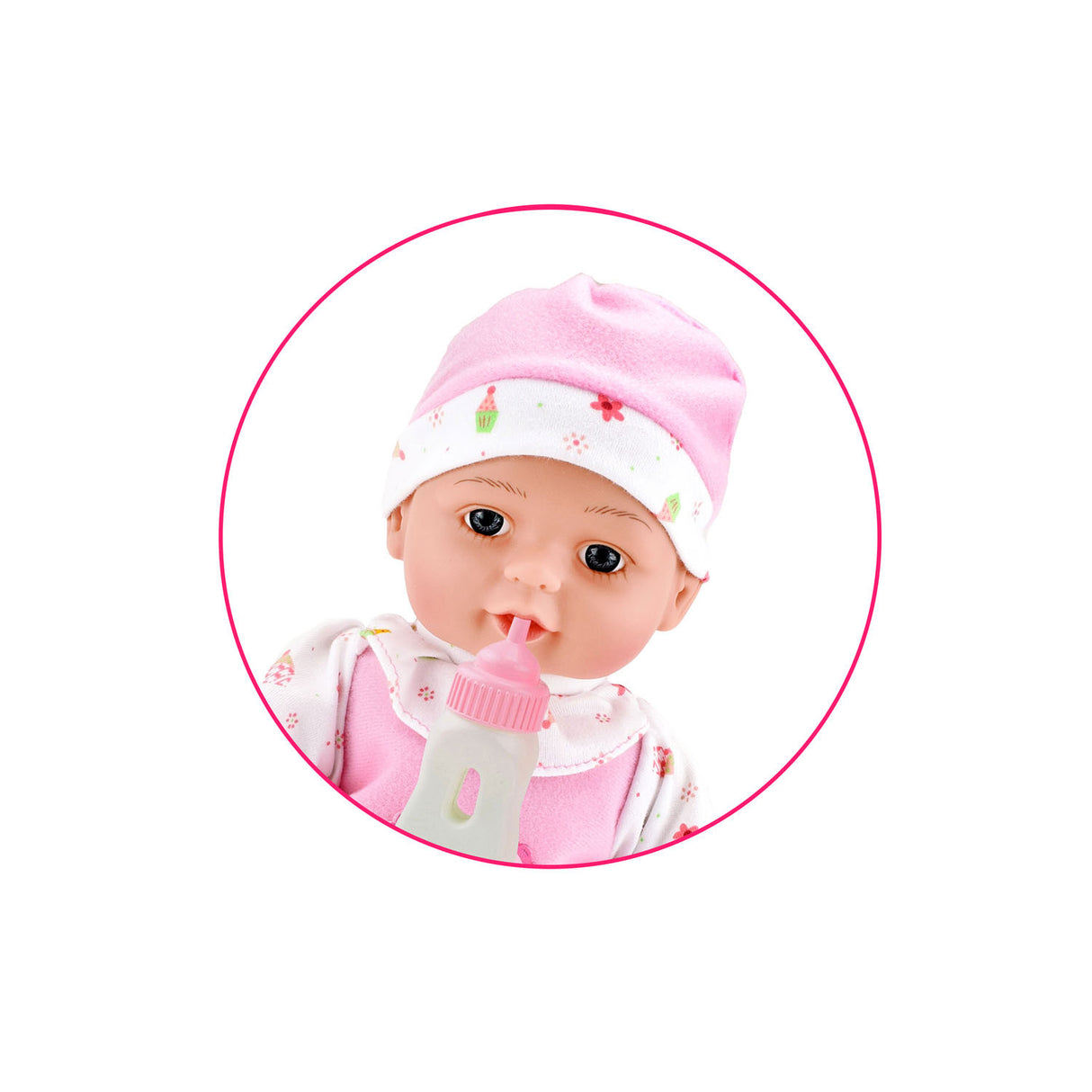 Beau Baby liegende Babypuppe mit Flasche, 30cm
