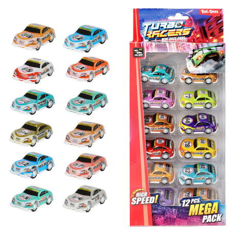 Toi-toys Turbo-Racer ziehen Rennwagen zurück, 12-tlg.