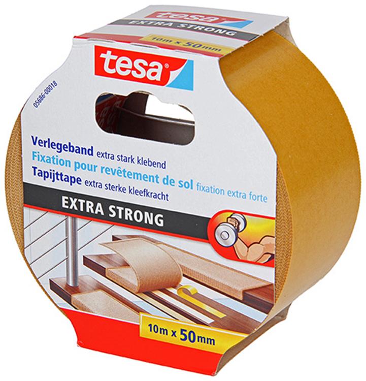 Tesa 1054488 – Teppichband extra stark 10 m x 50 mm | 6 Stück
