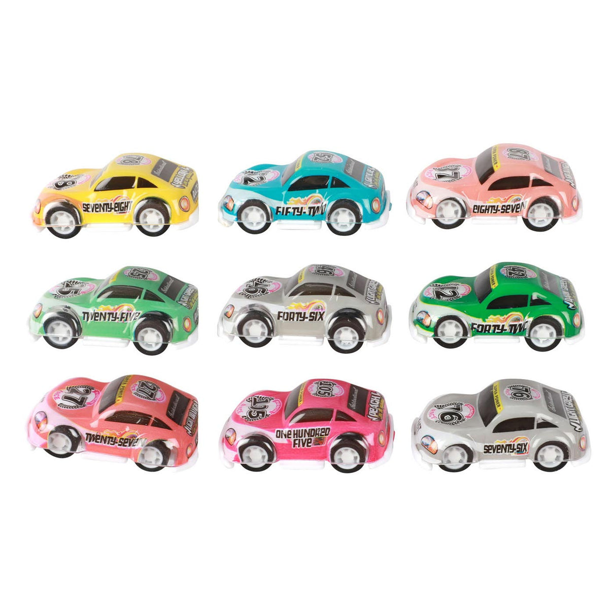 Turbo Racers Mini-Rallye-Rückziehautos, 9-tlg.